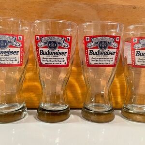 Set of 4 Budweiser Beer Glasses